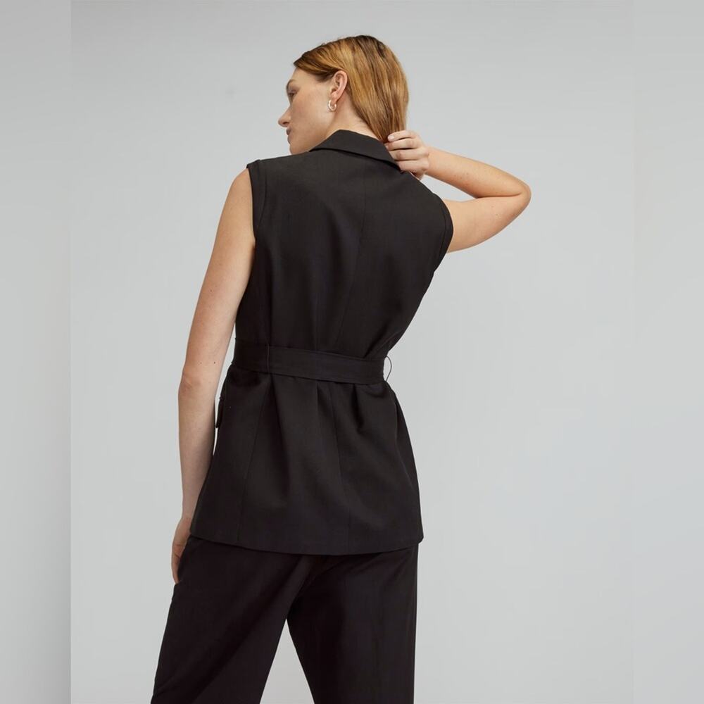 Everlane TENCEL Sleeveless Black Blazer Vest NWT Sz 12 Buttersmooth Long Length - Picture 5 of 13